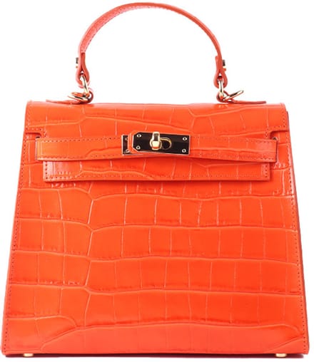 Giuliano lederen schoudertas Florine - Kroko - Made in Italy - Dames - Oranje