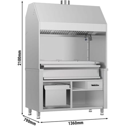 GGM Gastro Holzkohlegrill BERLIN - 1360mm - Edelstahl Zilver