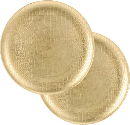 Excellent Houseware kerstdiner/diner onderborden- 2x- rond- goud -33cm -krokodil