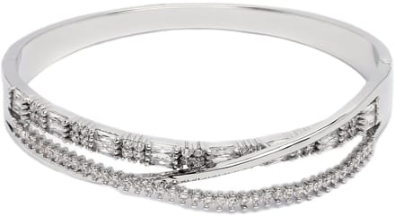 AVANT-GARDE PARIS Bangle - dubbele laag zilver - 1 stuk - rhodium plating met diamanten