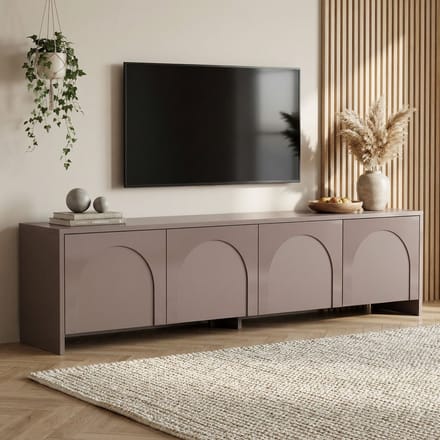 Asir - TV-standaard - Wit - Frame: 100% gemelamineerd spaanplaat - 43 x 188 x 13 cm