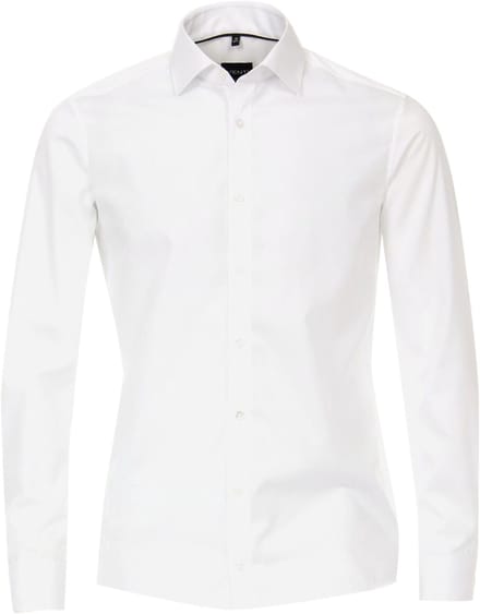 VENTI modern fit overhemd - popeline - wit met dubbele manchet - Strijkvrij - Boordmaat: 39