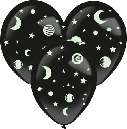 Amscan Ballonnen Glow-in-the-dark 35,5 Cm Latex Zwart 3 Stuks
