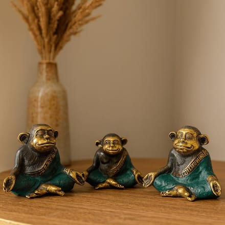 Feng Shui Aapjes - Yoga Aap Beeldjes - Set van 3 - 6x6x2cm