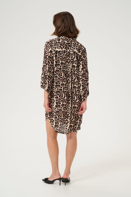 Overhemd met lang mouwen Loose fit Naturel Leopard Print