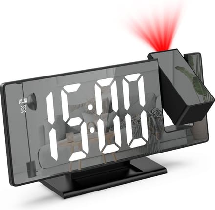 Thuys – Projectiewekker – Digitale Wekker – Wekkerradio Met Projectie – 11 x 6cm – Zwart