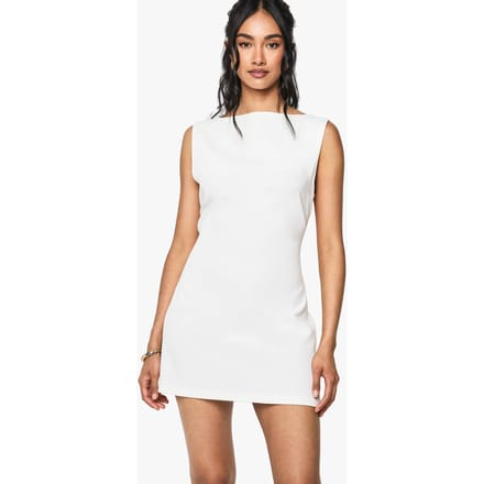 boohoo Dames Slash Neck Fit & Flare Micro Mini Jurk | Ivoor | Maat: 36