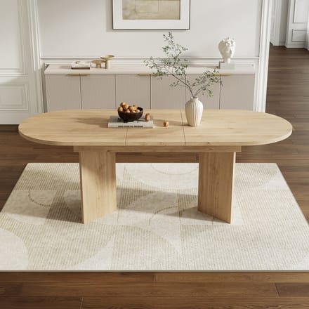 MODFU Uitschuifbare Eettafel - Afgeronde Hoeken En 18 Mm Tafelblad - Modern - Eetkamer - MDF - Eikenkleur