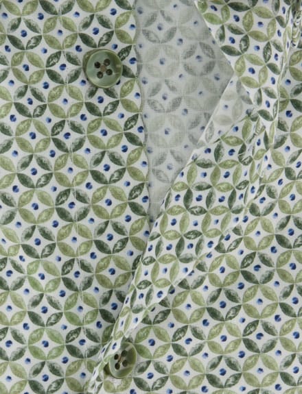Modern fit groen geprint overhemd Ledub 100% katoen