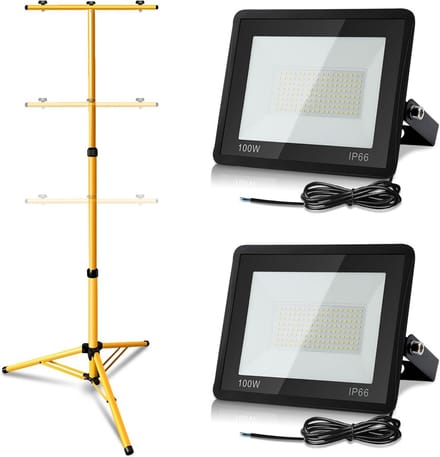 Bouwlamp met Statief LED 2x 100W Werkverlichting 8500LM Koud Wit IP66 Waterdicht