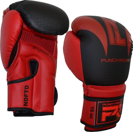 Punch Round Bokshandschoenen SLAM Mat Carbon Zwart Rood - 10 OZ