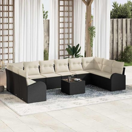 vidaXL Bankstel 11 st Zwart [Synthetisch]: Polyrattan