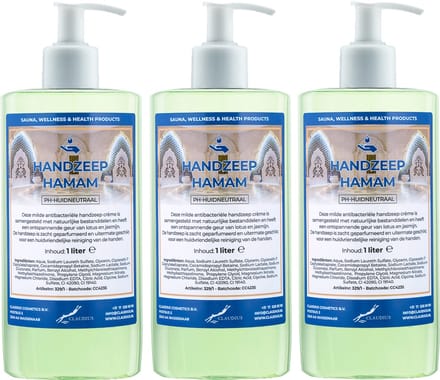 Handzeep Hamam 500 ml - set van 3 stuks - met gratis pomp - Voordeelverpakking