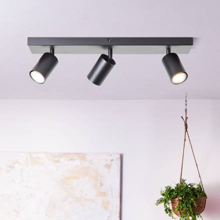 Brilliant Jello plafondspot, lengte 50 cm, zwart, 3-lamps, metaal