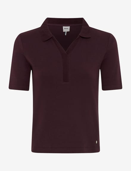 Brax Dames Poloshirt  Style CLEO S blackberry violet, donkerpaars, maat 40