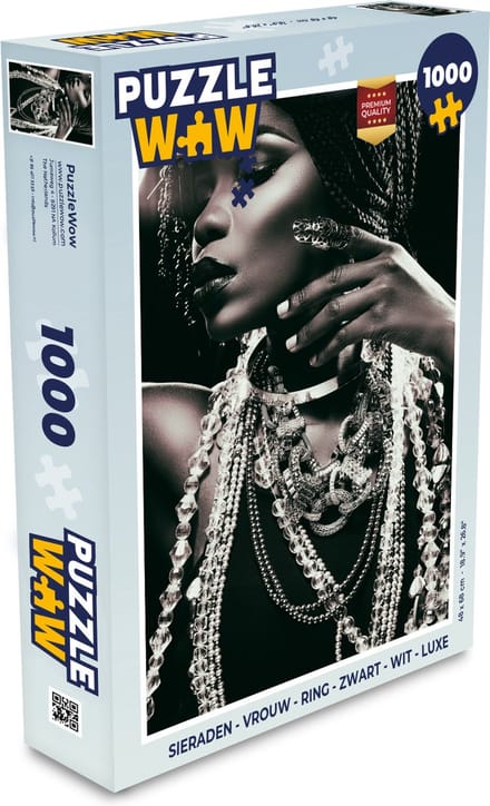 Puzzel Sieraden - Vrouw - Ring - Zwart - Wit - Luxe - Legpuzzel - Puzzel 1000 stukjes volwassenen