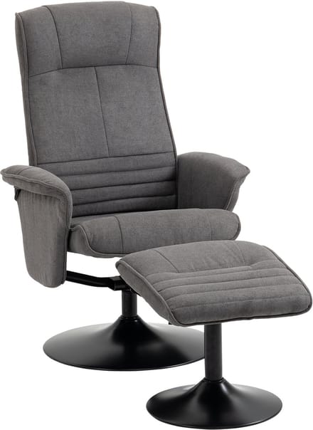 HOMCOM-Relaxsessel mit Fußhocker-Polyester, Stahl-69L x 71B x 104H cm-Dunkelgrau