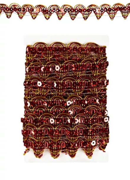 Paillettenband Golvend Decoratie Rood - Galon - 3 meter