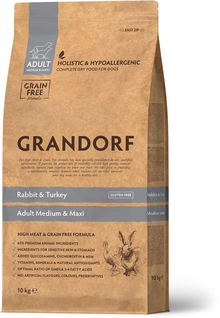 Grandorf Medium & Maxi Breeds Adult - Konijn & Kalkoen - 10 kg