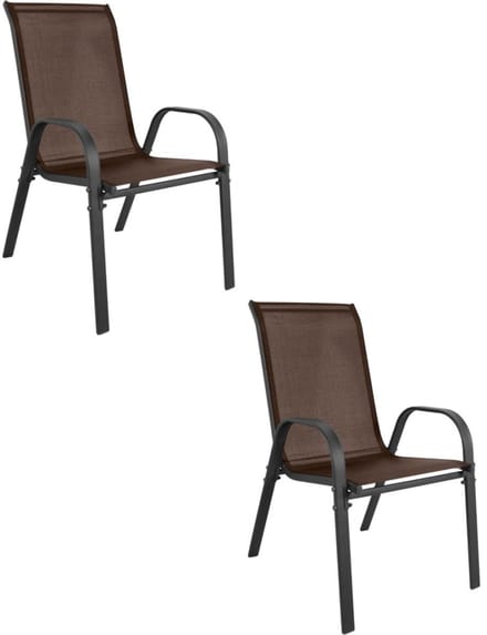 Set van 2 tuinstoelen SOFIA – Bruin – Stapelbaar – Weerbestendig