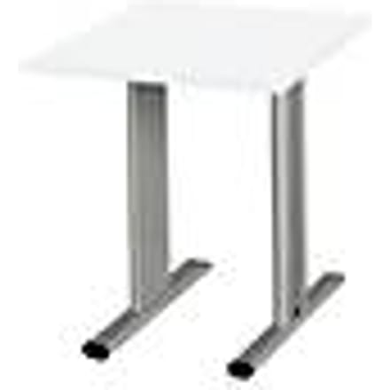 Schäfer Shop  Select Planova vergadertafel, vierkant, 800 x 800 mm, wit, accentlijsten blank alu