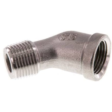 Rp 3/8'' x R 3/8'' F/M RVS L-Fitting 45graden 16 Bar