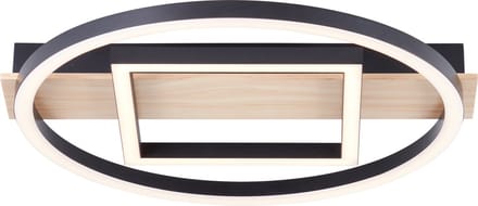 Brilliant Maureen - Plafondlamp - LED 24W - 3000K - Zwart - Hout