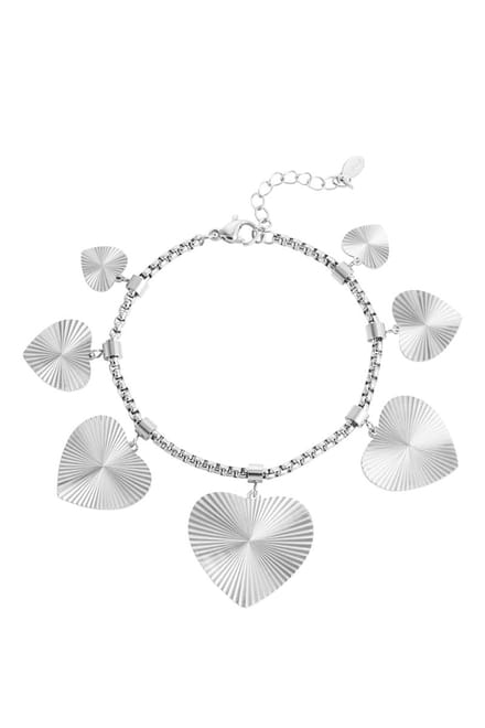 Bijoutheek Armband (Sieraad) Hartjes Structuur Zilver