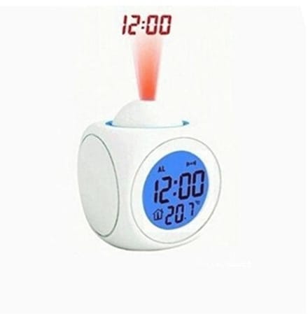 Projectiewekker - Tafelklok Digitale klok - Wakker worden - Met temperatuurweergave - 9 x 9 cm - Wit