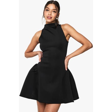 boohoo Dames Racerhals Volume Mini Jurk | Black | Maat: 8