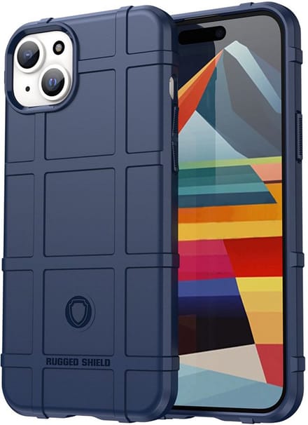 MobyDefend Hoesje - Geschikt voor iPhone 15 Plus - Rugged Shield TPU Backcover - Blauw