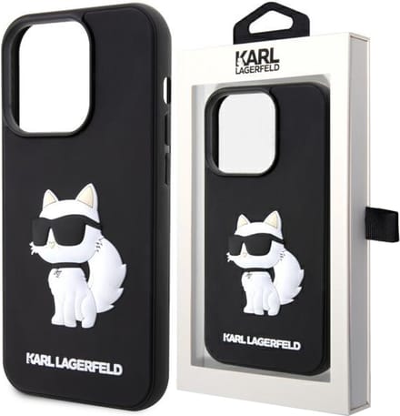 Karl - Lagerfeld - KLHCP14L3DRKHNK hoesje voor iPhone - 14 - Pro - zwart - Rubber - Choupette - 3D