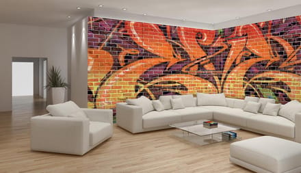 Fotobehang Vlies Stenen | Oranje | GROOT 832x254cm