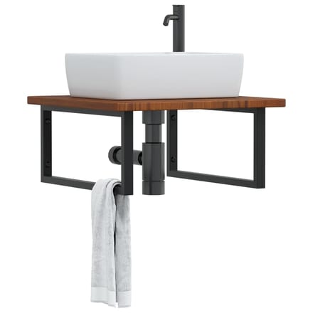 vidaXL - Badkamer - wandschap - staal - en - massief - eikenhout