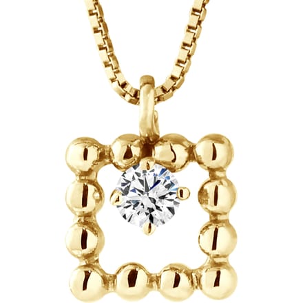 SQUARE Ketting Diamonds 0.050 Cts Yellow Gold