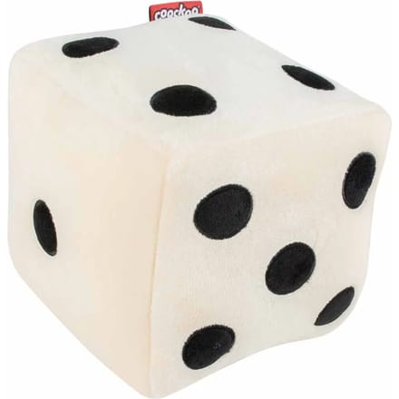 Hondenspeeltje ROLL THE DICE wit/zwart 16x16x16cm