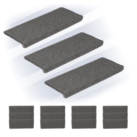 trapmatten 15 stuks - zelfklevend - 65 x 24 cm - rechthoekig - grijs
