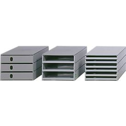 Ladebox Styro Styroval, voor formaten tot C4, 3 open lades, recyclagemateriaal, grijs/grijs