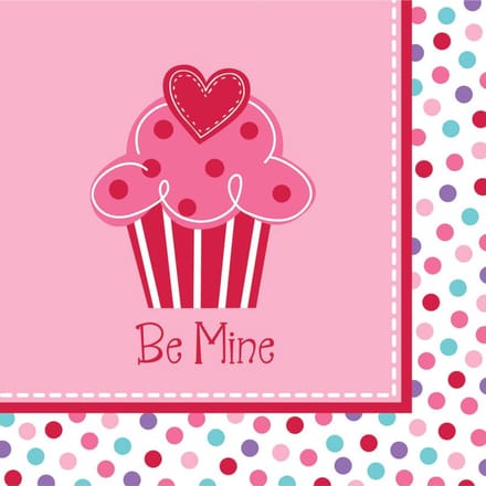 18 kleine muffin-hartjes van servetten voor Valentijnsdag