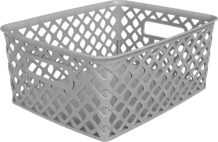 5Five Opbergmand/box van kunststof - grijs - 19 x 25 x 10 cm - 4 liter