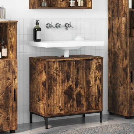 vidaXL - Wastafel - kabinet - voor - de - badkamer - Rook - Eiken