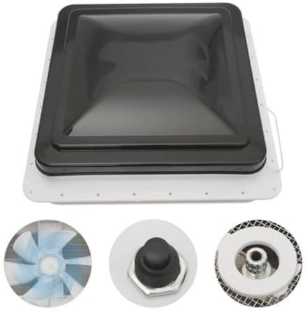 Universeel Dakkap voor Caravans met Ventilator en Zonwering - 42 x 42 cm