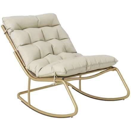 Outsunny schommelstoel - Staal, polyester - 113 x 70 x 76 cm - Khaki beige