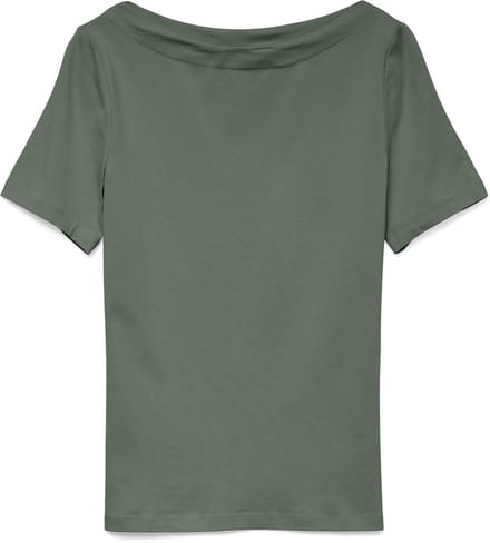 Boat Neck Short Sleeve Top Wo - Green Tops