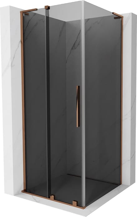 Mexen Velar L schuifbare douchecabine 100 x 100 , grafiet, roze goud - 871-100-100-43-60