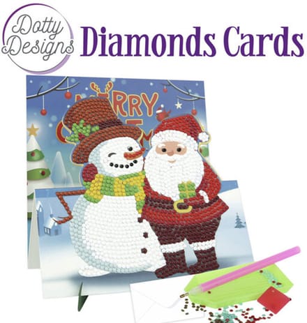 Dotty Designs Diamond Easel Card 144 - Santa and Snowman