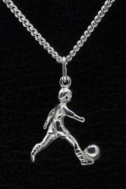Zilveren Voetbalster ketting hanger