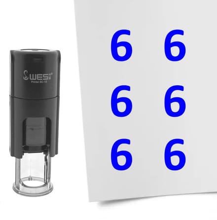 CombiCraft Stempel Getal 6 10mm rond blauwe inkt - per 1 stuk
