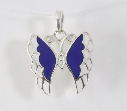 Fijne zilveren vlinder hanger met lapis lazuli