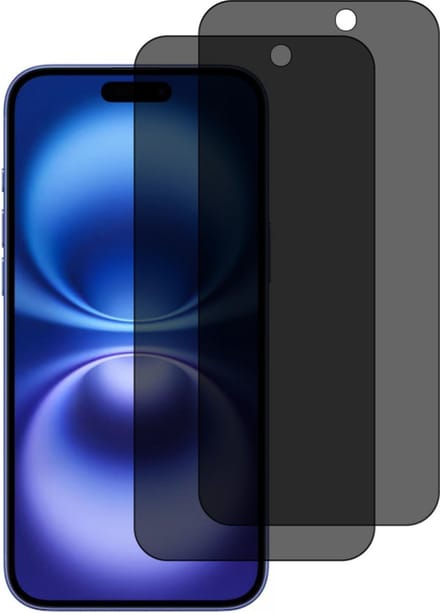 Privacy Screen protector Geschikt voor iPhone 16 screenprotectors Privacy - 2 Stuks - Full screen protector tempered glass van gehard glas
